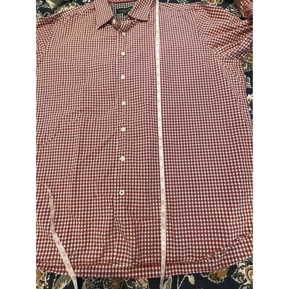Fairway & Greene Mens Button Up Shirt Cotton XLarge Red White Check Long Sleeve - Picture 16 of 16